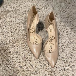 Sam Edelman D"Orsay Pump Heels Slip On Jaina Pointed Toe Soft Beige Size 8